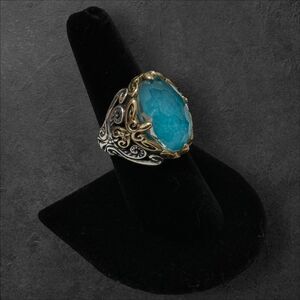 Carolyn Pollack Relios Size 8 Sterling & Brass Statement Ring
